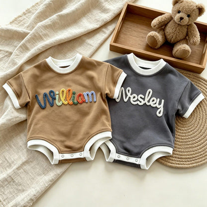 Personalized Baby Shirt with Name, Custom Baby Bubble Romper, Newborn Short Sleeve Outfit