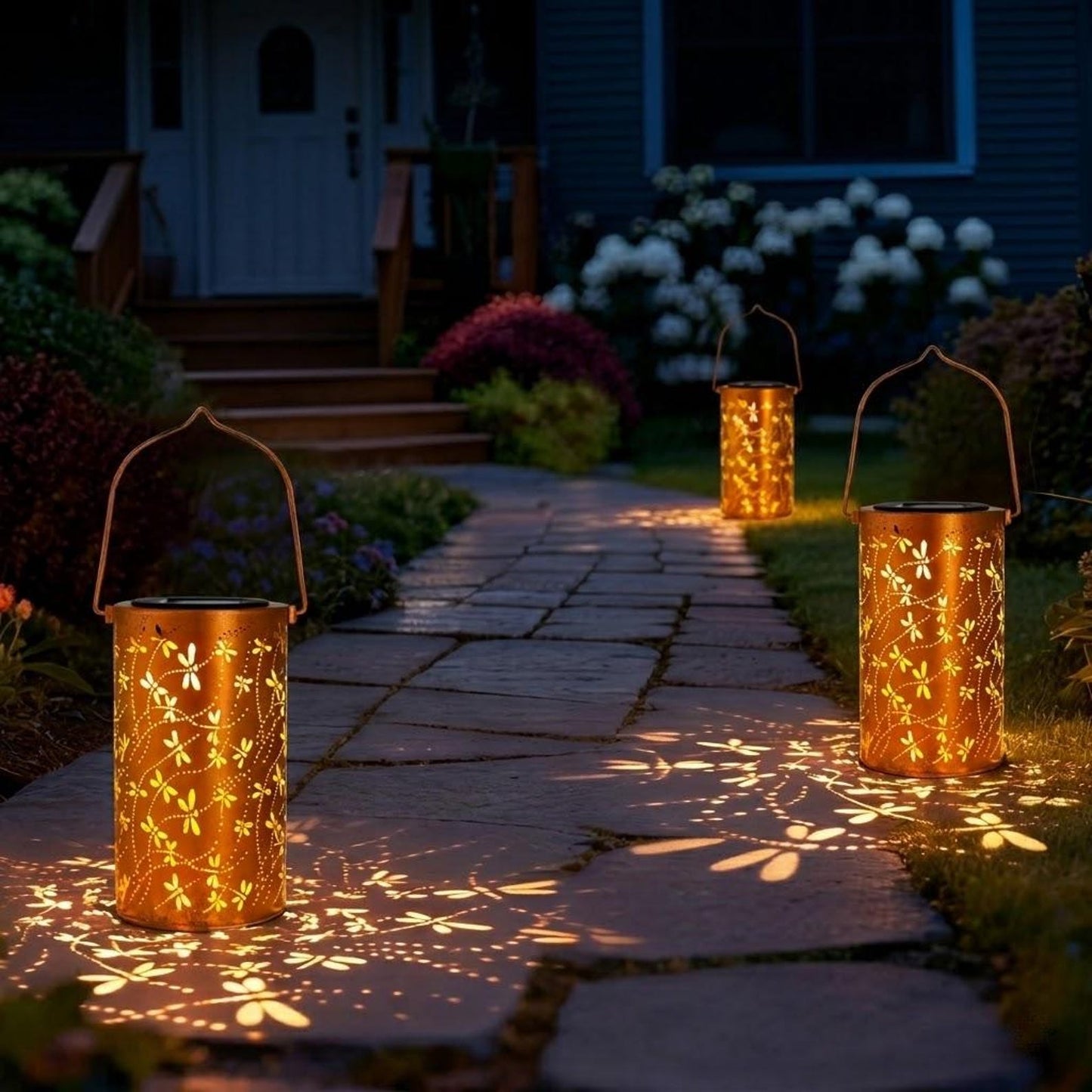 Metal Hanging Light, Shadow Casting Garden Decor