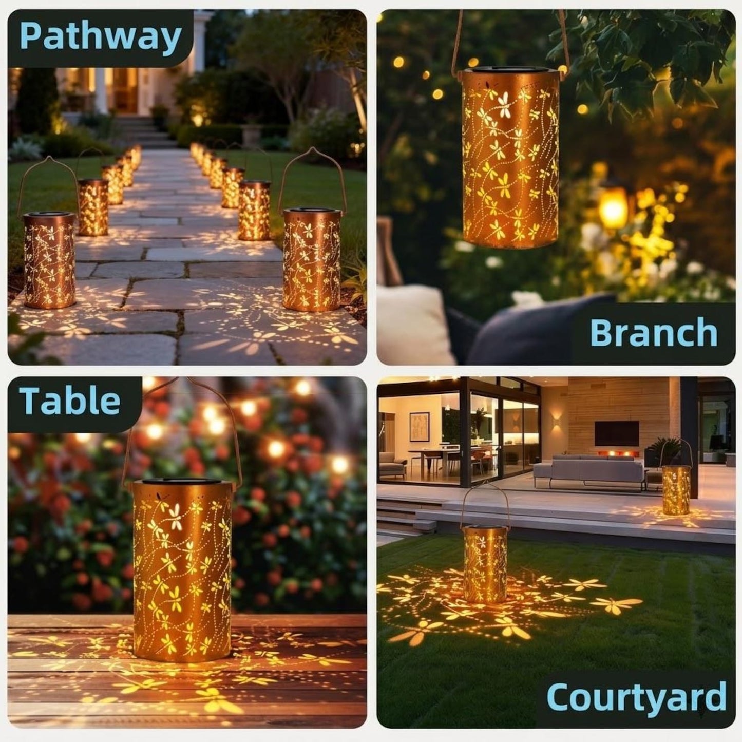 Metal Hanging Light, Shadow Casting Garden Decor