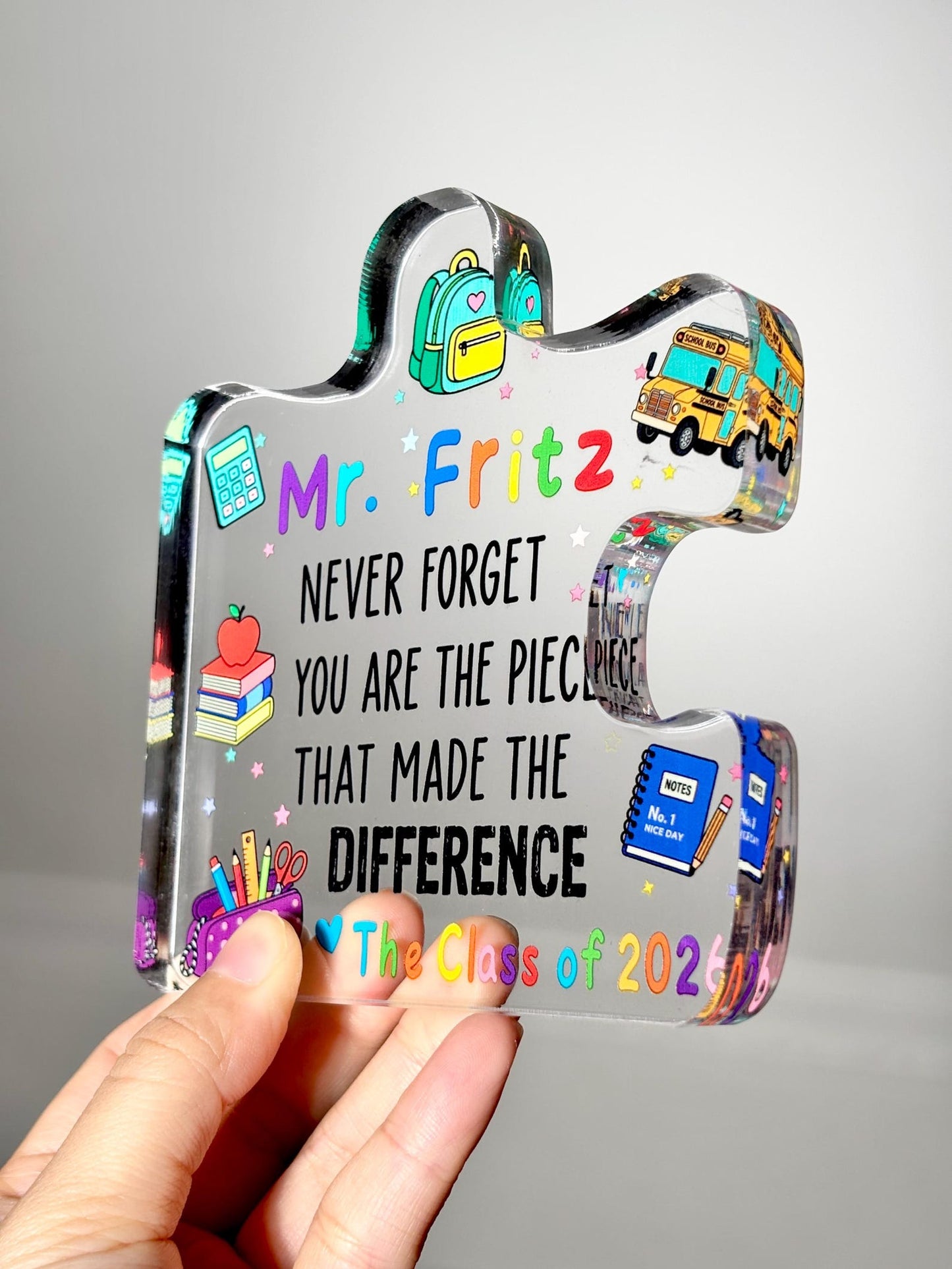 Personalized Teacher Appreciation Gift, Custom Thank You Plaque for Teacher