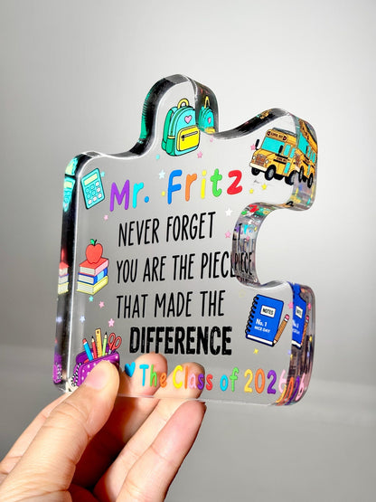 Personalized Teacher Appreciation Gift, Custom Thank You Plaque for Teacher