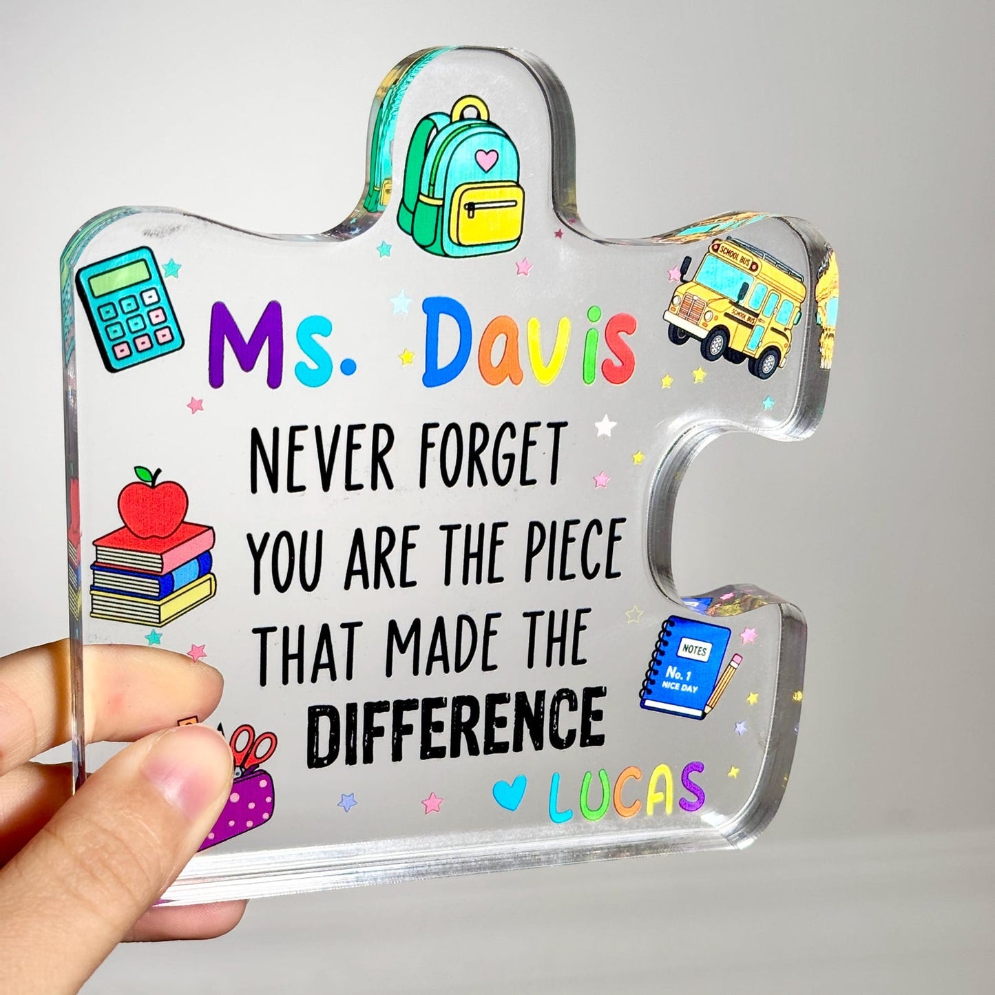 Personalized Teacher Appreciation Gift, Custom Thank You Plaque for Teacher