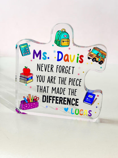Personalized Teacher Appreciation Gift, Custom Thank You Plaque for Teacher