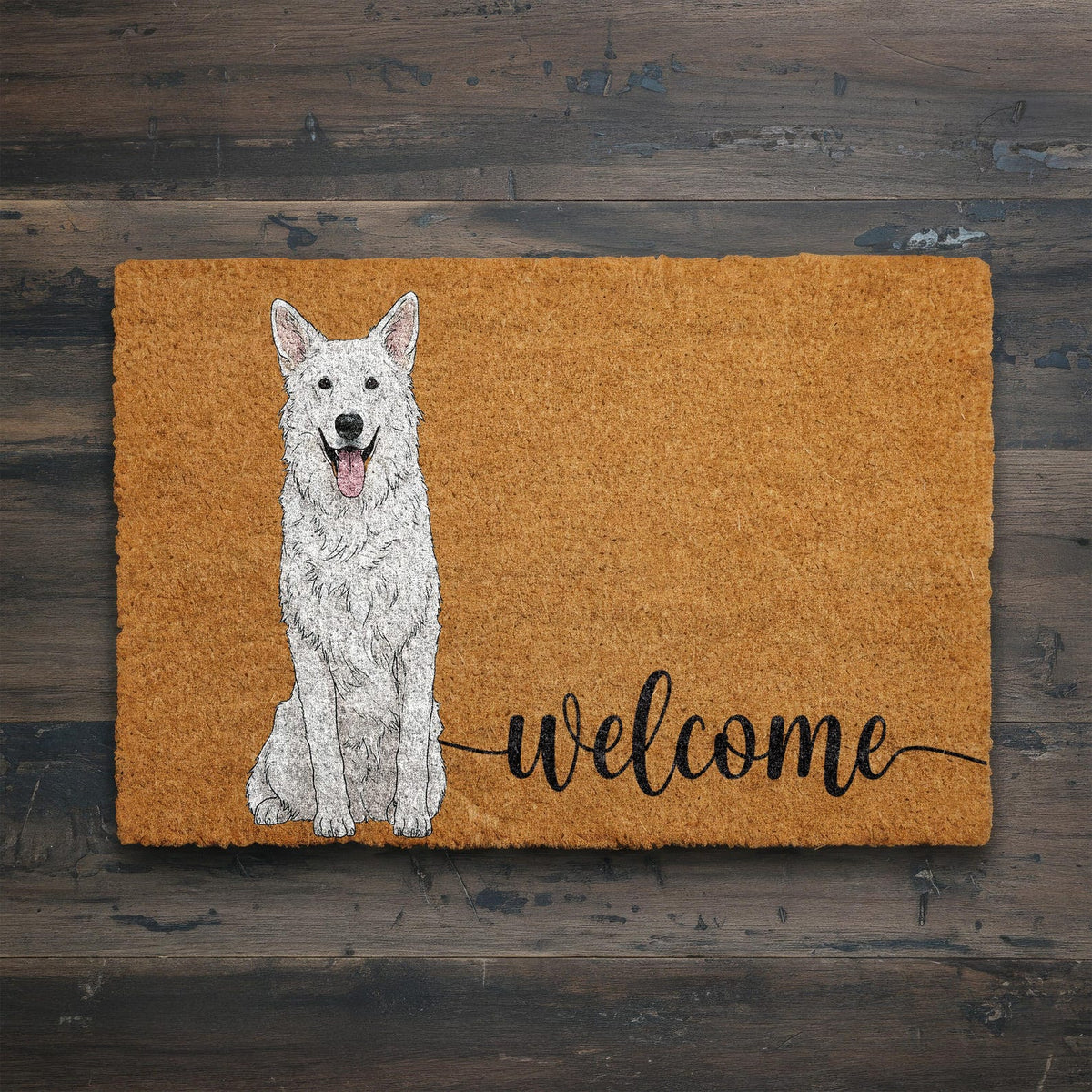 Personalized Pet Watercolor Portrait Doormat, Custom Dog Photo Welcome Mat