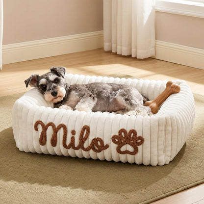 Personalized Pet Bed, Custom Chenille Name Dog Bed, Soft Dog Bed with Name