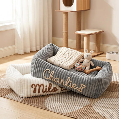 Personalized Pet Bed, Custom Chenille Name Dog Bed, Soft Dog Bed with Name