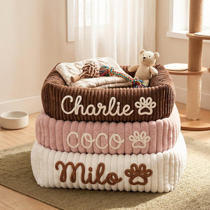 Personalized Pet Bed, Custom Chenille Name Dog Bed, Soft Dog Bed with Name