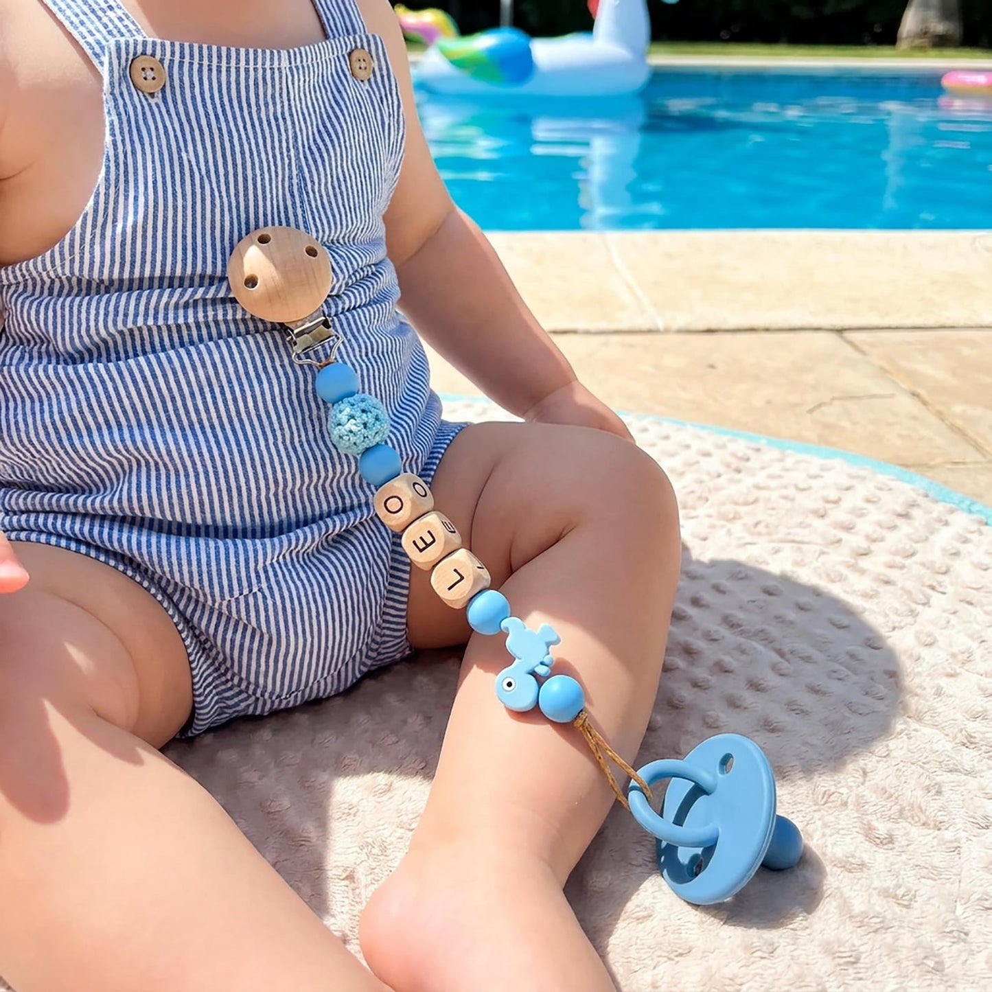 Personalized Dinosaur Pacifier Clip, Custom Name Silicone