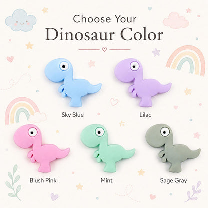 Personalized Dinosaur Pacifier Clip, Custom Name Silicone