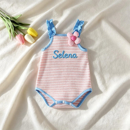 Personalized Baby Name Romper, Toddler Girl Romper, Newborn Smocked Outfit