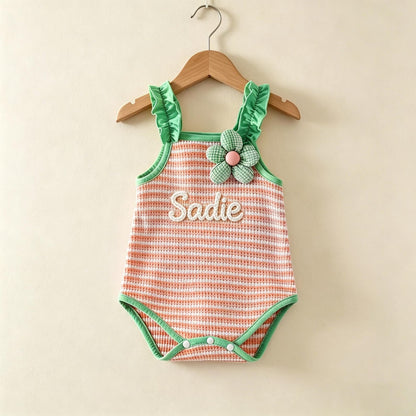 Personalized Baby Name Romper, Toddler Girl Romper, Newborn Smocked Outfit