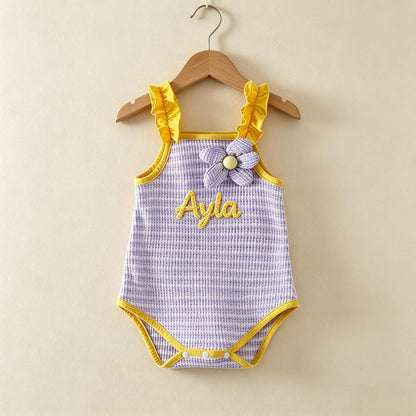 Personalized Baby Name Romper, Toddler Girl Romper, Newborn Smocked Outfit