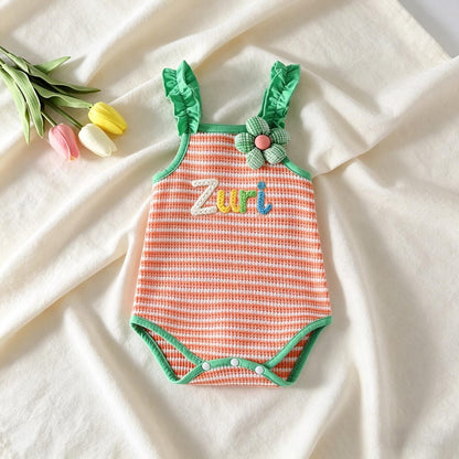Personalized Baby Name Romper, Toddler Girl Romper, Newborn Smocked Outfit