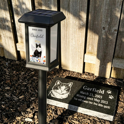 Custom Pet Photo Flower Rainbow Angel Wing Solar Garden Light with Name