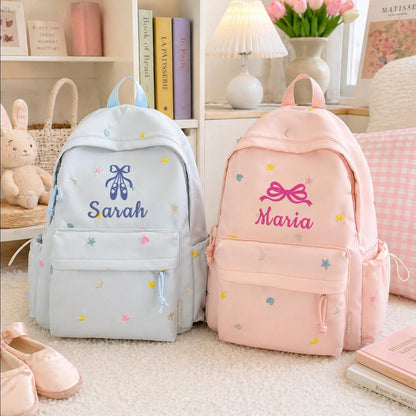 Personalized Embroidered Kids Backpack, Personalized Name Double Shoulder Bag