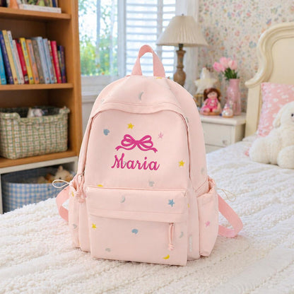 Personalized Embroidered Kids Backpack, Personalized Name Double Shoulder Bag