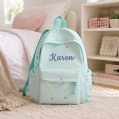 Personalized Embroidered Kids Backpack, Personalized Name Double Shoulder Bag