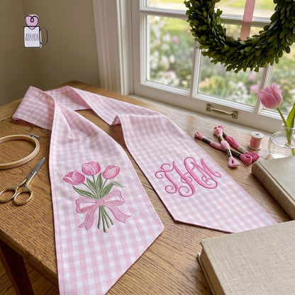 Personalized Tulip Wreath Sash, Custom Monogram Letter Sash