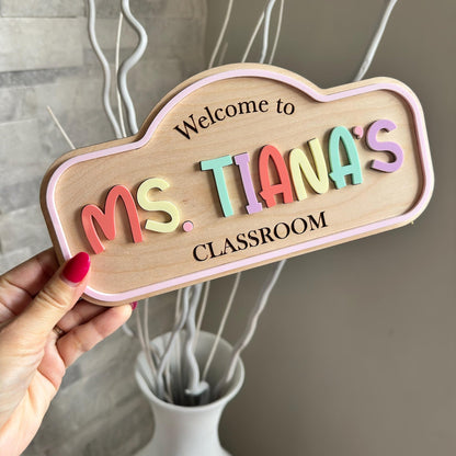 Personalized Teacher Door Sign, Custom Classroom Name Sign