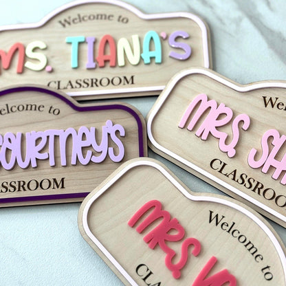 Personalized Teacher Door Sign, Custom Classroom Name Sign