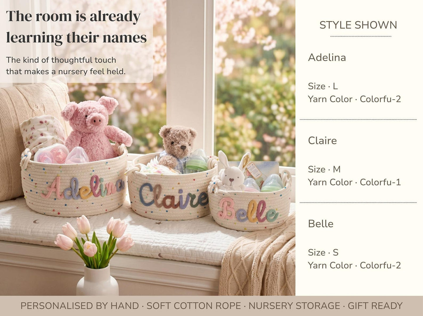 Handmade Candy Basket Personalized Name Storage Baby Shower Gift