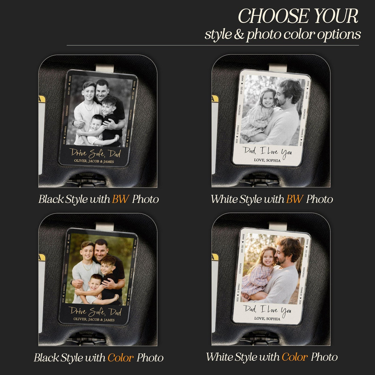 Fathers Day Gift For Dad Photo Car Visor Clip, Drive Safe Daddy, Drive Safe Sun Visor Clip
