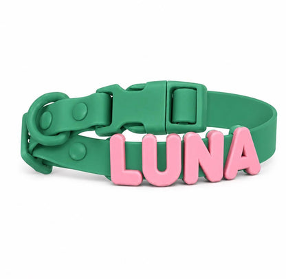 Customizable Silicone Dog Collar with Name | Pastel Puppy Pet Collar