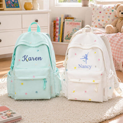 Personalized Embroidered Kids Backpack, Personalized Name Double Shoulder Bag