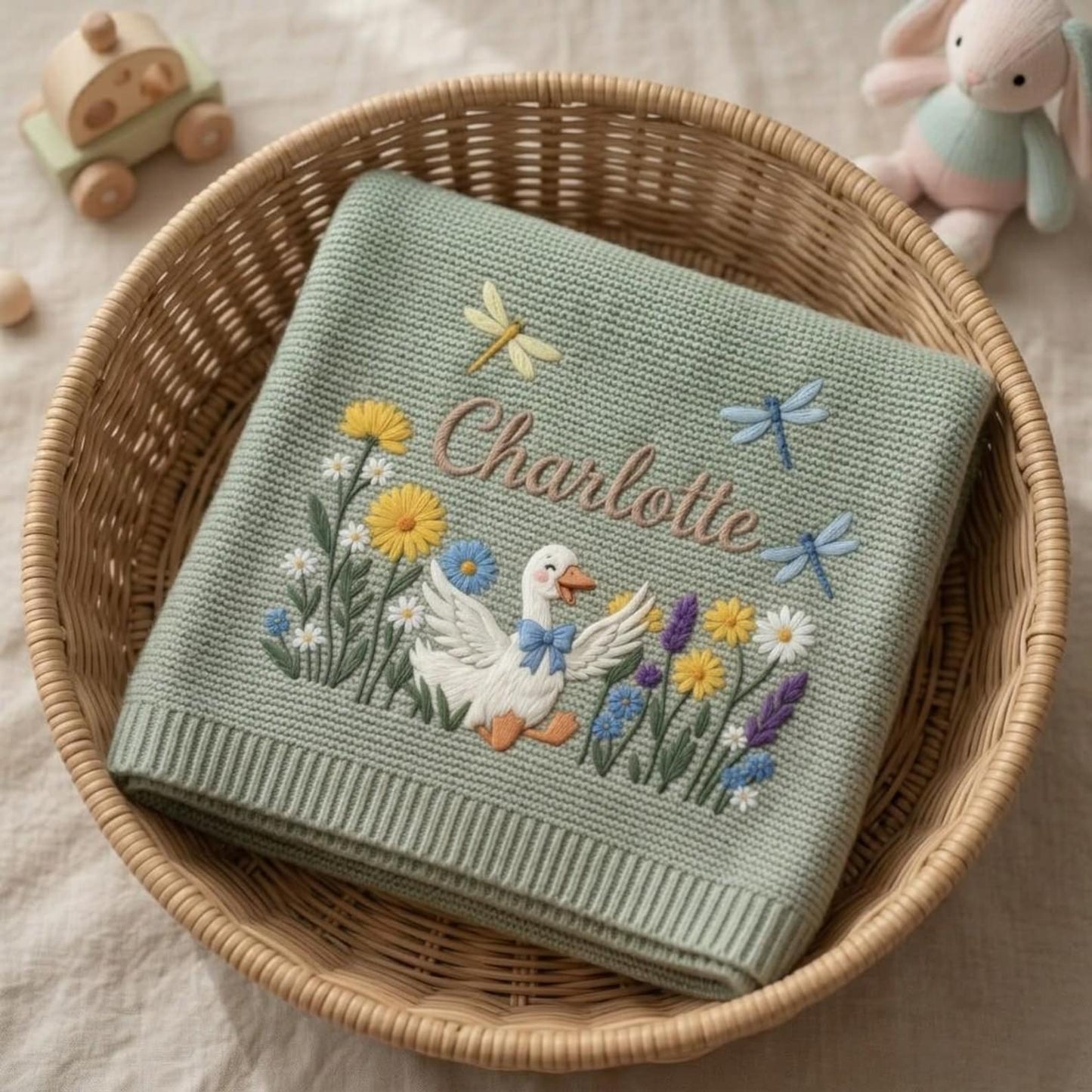 Personalized Embroidered Silly Goose Baby Boy Blanket