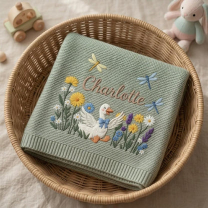 Personalized Embroidered Silly Goose Baby Boy Blanket