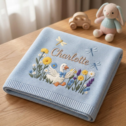 Personalized Embroidered Silly Goose Baby Boy Blanket
