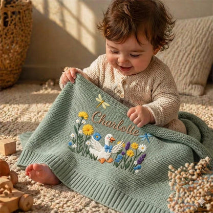 Personalized Embroidered Silly Goose Baby Boy Blanket