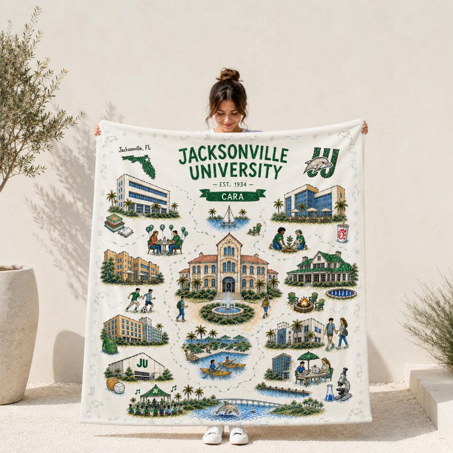 Custom College Blanket, Personalized University Dorm Thro