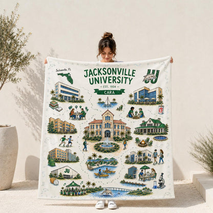 Custom College Blanket, Personalized University Dorm Thro