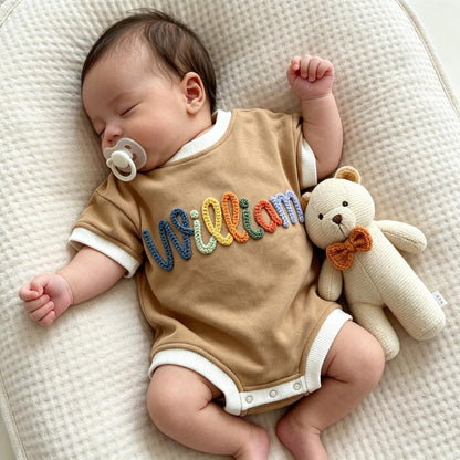 Personalized Baby Shirt with Name, Custom Baby Bubble Romper, Newborn Short Sleeve Outfit