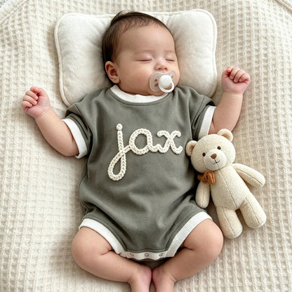 Personalized Baby Shirt with Name, Custom Baby Bubble Romper, Newborn Short Sleeve Outfit