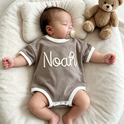 Personalized Baby Shirt with Name, Custom Baby Bubble Romper, Newborn Short Sleeve Outfit