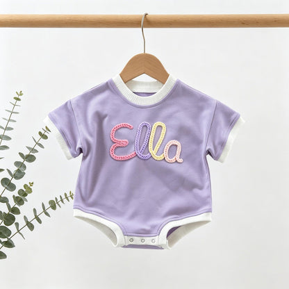 Personalized Baby Shirt with Name, Custom Baby Bubble Romper, Newborn Short Sleeve Outfit