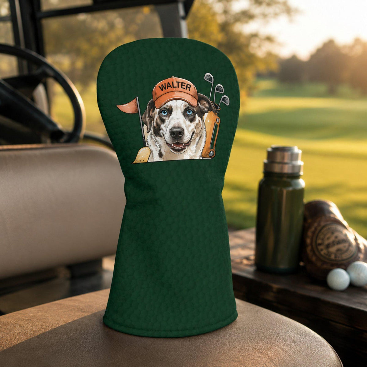 Custom Dog Name Golf Club Head Cover, Personalized Pet Photo Driver Cover