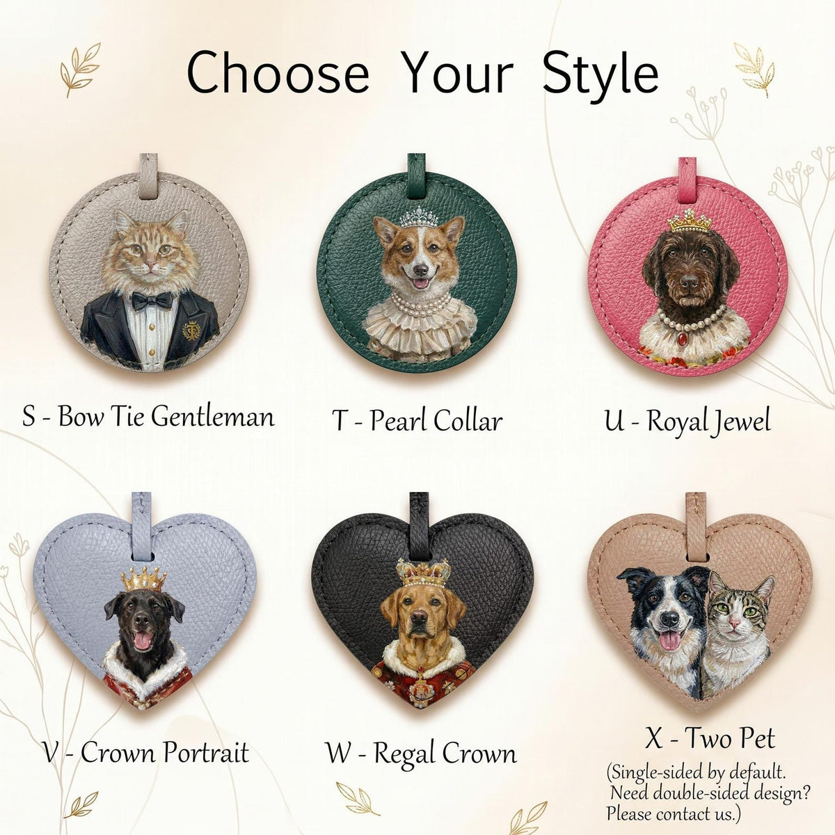 Custom Pet Portrait Leather Bag Charm, Personalized Dog Cat Purse Charm