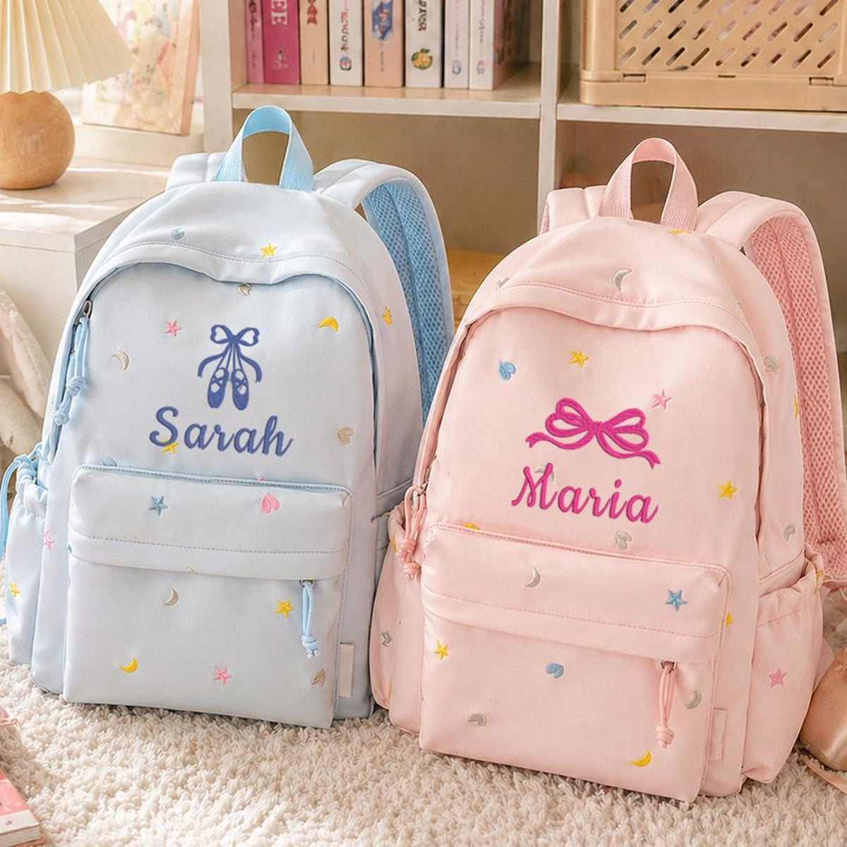 Personalized Embroidered Kids Backpack, Personalized Name Double Shoulder Bag