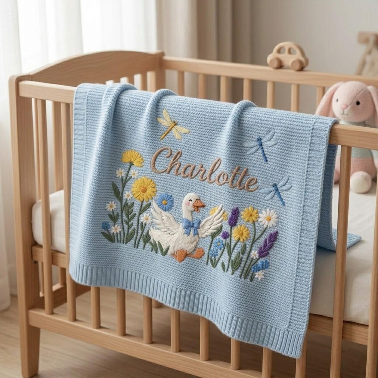 Personalized Embroidered Silly Goose Baby Boy Blanket