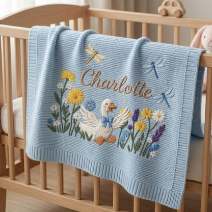 Personalized Embroidered Silly Goose Baby Boy Blanket
