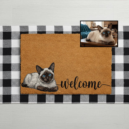 Personalized Pet Watercolor Portrait Doormat, Custom Dog Photo Welcome Mat