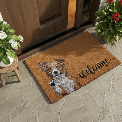 Personalized Pet Watercolor Portrait Doormat, Custom Dog Photo Welcome Mat