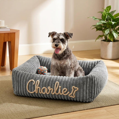 Personalized Pet Bed, Custom Chenille Name Dog Bed, Soft Dog Bed with Name
