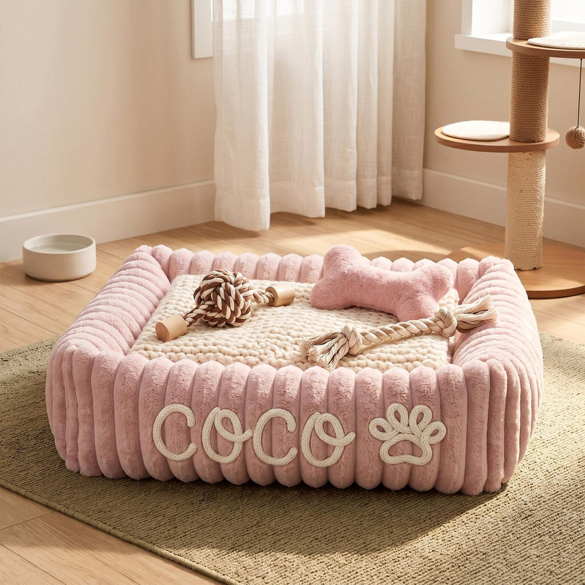 Personalized Pet Bed, Custom Chenille Name Dog Bed, Soft Dog Bed with Name