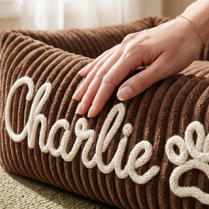 Personalized Pet Bed, Custom Chenille Name Dog Bed, Soft Dog Bed with Name