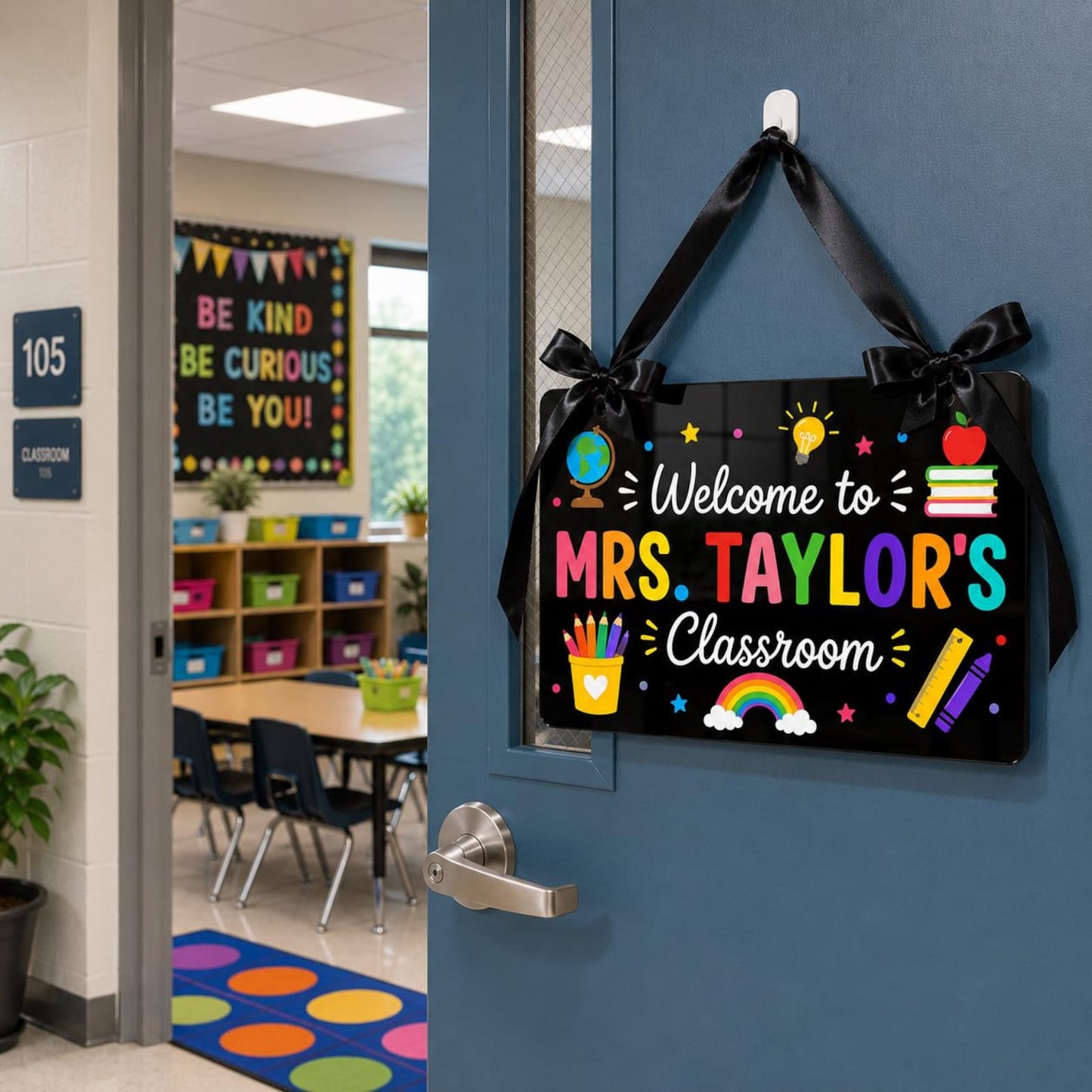 Custom Acrylic Teacher Classroom Door Hanger, Teacher Name Sign, Welcome Classroom Decor