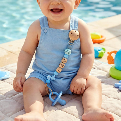 Personalized Dinosaur Pacifier Clip, Custom Name Silicone